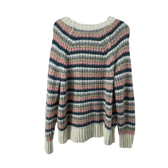American Eagle Sweater Womens Size M Chunky Knit Wool Blend Multicolored Striped - Picture 3 of 5